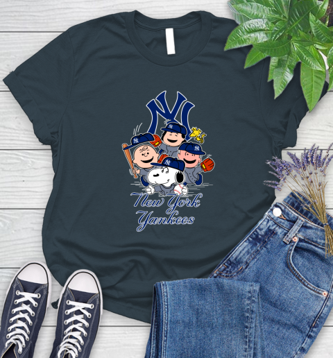 MLB New York Yankees Snoopy Charlie Brown Woodstock The Peanuts Movie Baseball T Shirt_000 Women's T-Shirt 11
