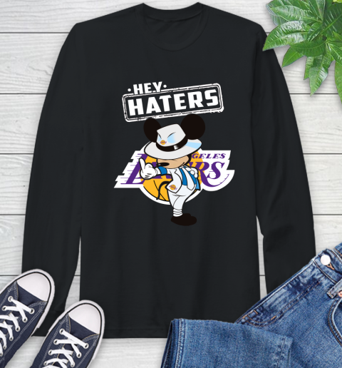 NBA Hey Haters Mickey Basketball Sports Los Angeles Lakers Long Sleeve T-Shirt