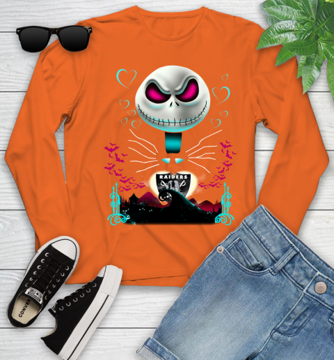 NFL Oakland Raiders Jack Skellington Sally The Nightmare Before Christmas Football Youth Long Sleeve 3