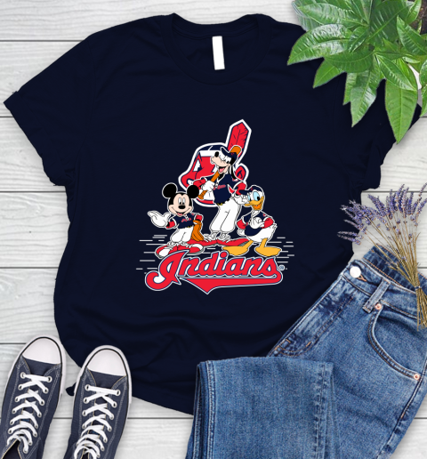 MLB Cleveland Indians Mickey Mouse Donald Duck Goofy Baseball T Shirt Women's T-Shirt 2