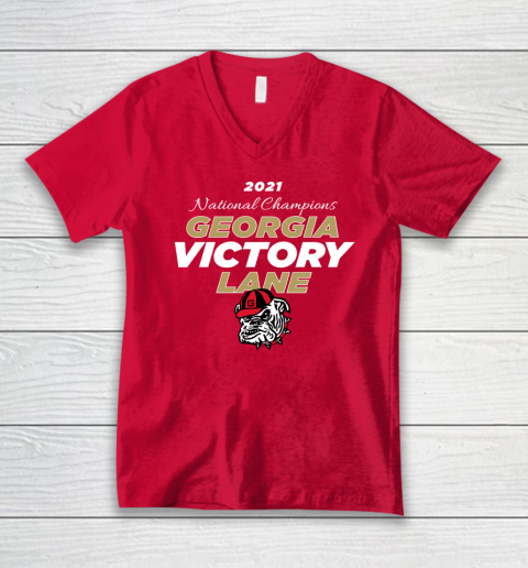 Uga National Championship Georgia Bulldogs Victory Lane 2022 V-Neck T-Shirt 11