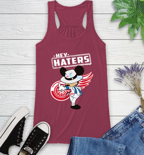 NHL Hey Haters Mickey Hockey Sports Detroit Red Wings Racerback Tank 7