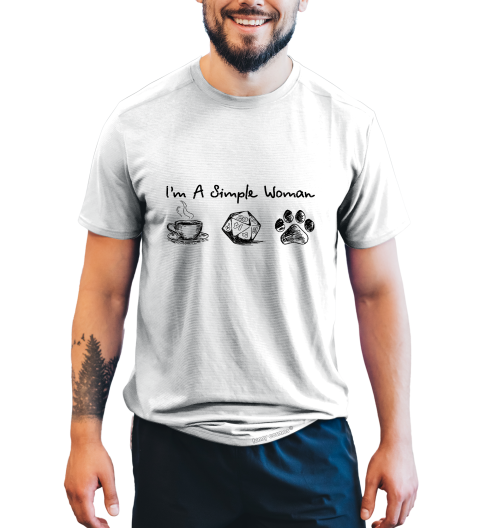 Dungeon And Dragon T Shirt, RPG Dice Games Tshirt, Coffee Dice Dog I'm A Simple Woman T Shirt