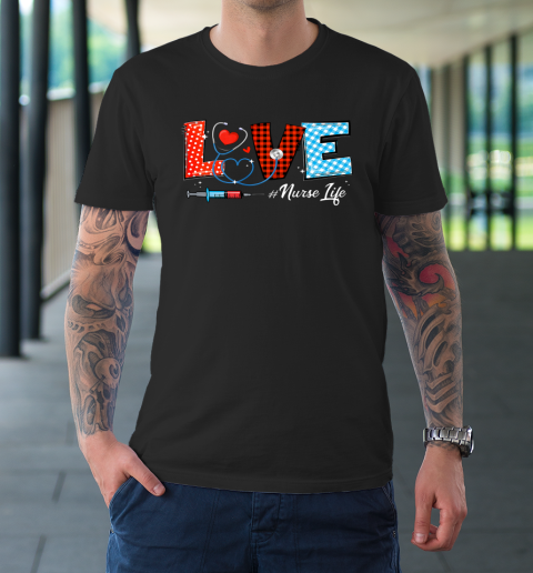 Love Nurselife Valentine Nurse Leopard Print Plaid Heart T-Shirt 9