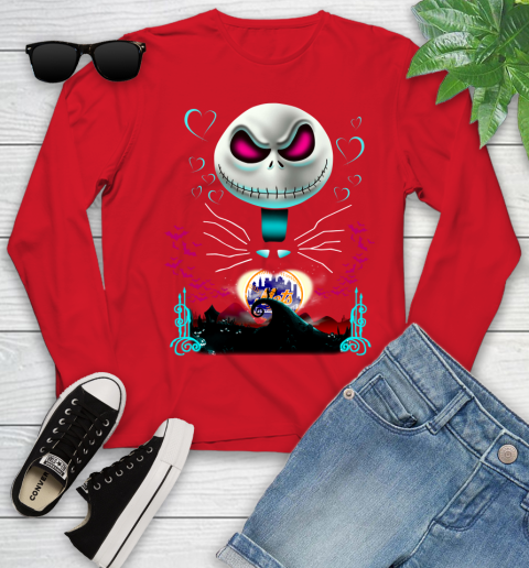 MLB New York Mets Jack Skellington Sally The Nightmare Before Christmas Baseball Youth Long Sleeve 11