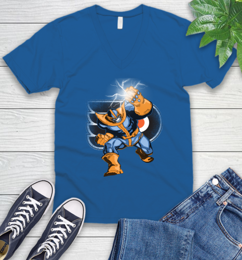 Philadelphia Flyers NHL Hockey Thanos Avengers Infinity War Marvel V-Neck T-Shirt 5