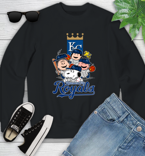 MLB Kansas City Royals Snoopy Charlie Brown Woodstock The Peanuts Movie Baseball T Shirt_000 Youth Sweatshirt