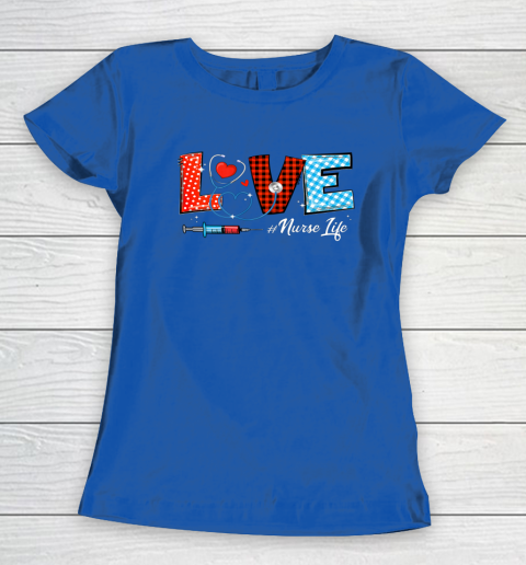 Love Nurselife Valentine Nurse Leopard Print Plaid Heart Women's T-Shirt 6
