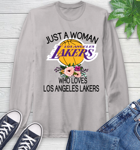 Nba Just A Woman Who Loves Los Angeles Lakers Basketball Sports Long Sleeve T Shirt Itees Global