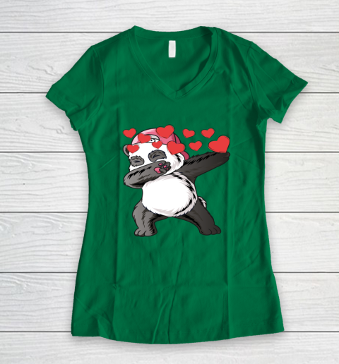 VALENTINE HEART bear DABBING PANDA Women's V-Neck T-Shirt 3