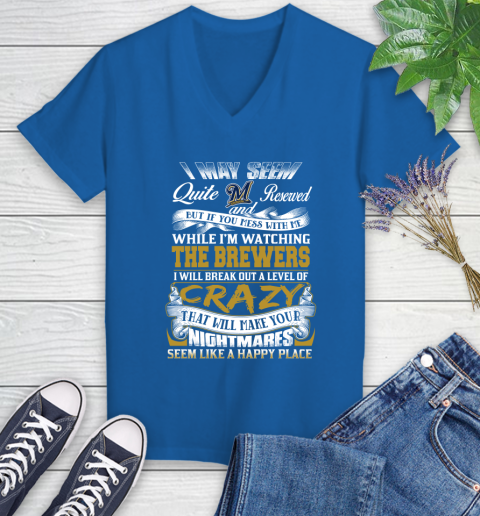 Milwaukee Brewers MLB Baseball Don't Mess With Me While I'm Watching My  Team Women's V-Neck T-Shirt