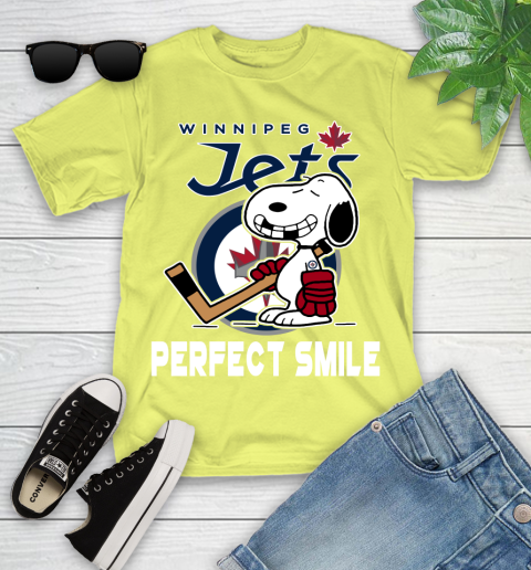 NHL Winnipeg Jets Snoopy Perfect Smile The Peanuts Movie Hockey T Shirt Youth T-Shirt 10