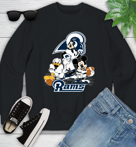 NFL Los Angeles Rams Mickey Mouse Donald Duck Goofy Football Shirt Youth Sweatshirt