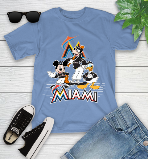 MLB Miami Marlins Mickey Mouse Donald Duck Goofy Baseball T Shirt Youth T-Shirt 15