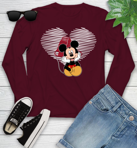MLB Boston Red Sox The Heart Mickey Mouse Disney Baseball T Shirt_000 Youth Long Sleeve 6