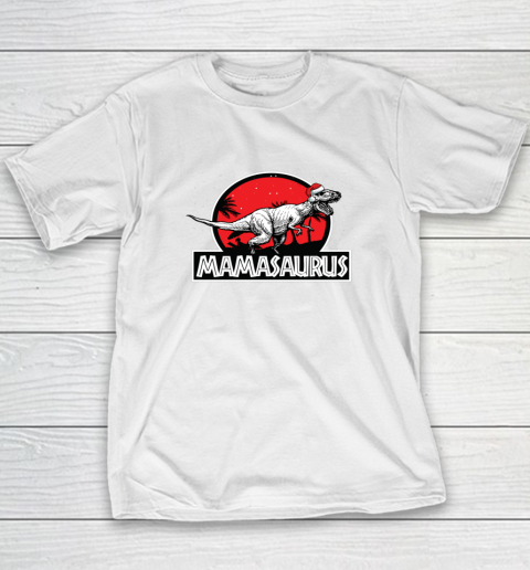 Mamasaurus Christmas Cool T Rex Dinosaur Santa Hat Mom Mama T-Shirt
