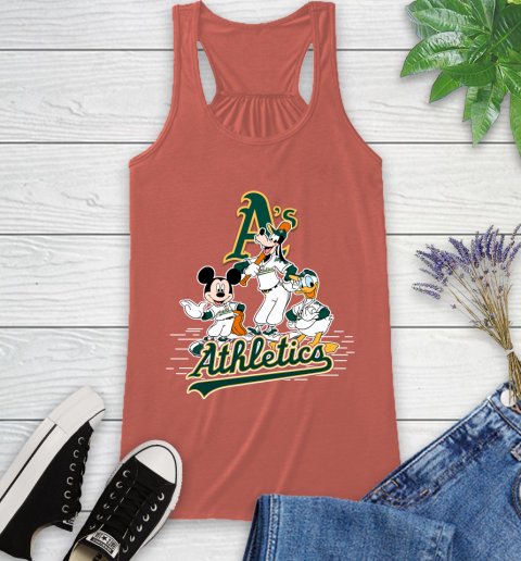 MLB Oakland Athletics Mickey Mouse Donald Duck Goofy Baseball T Shirt Racerback Tank 3