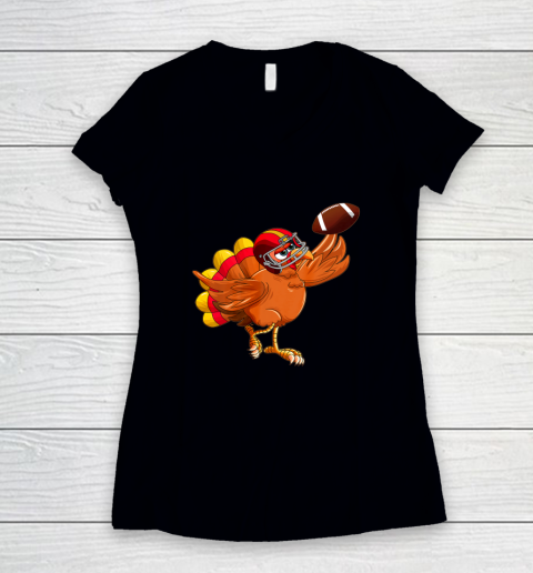 Turkey Bowl Thanksgiving Toddler Football Player Costume Women's V-Neck T-Shirt