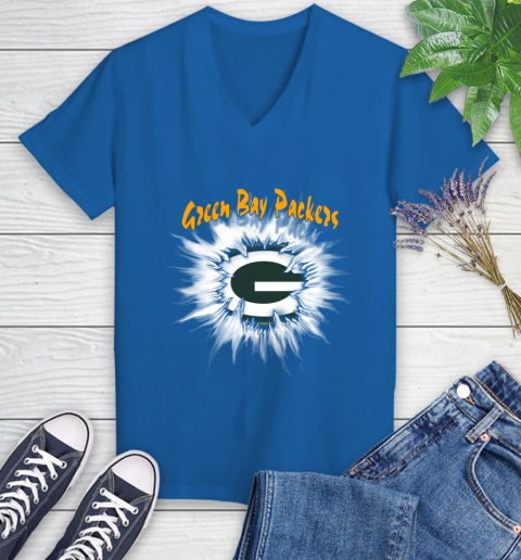 Green Bay Packers NFL Football Adoring Fan Rip Sports Women's V-Neck T-Shirt 10