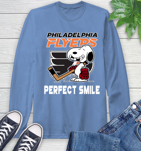 NHL Philadelphia Flyers Snoopy Perfect Smile The Peanuts Movie Hockey T Shirt Long Sleeve T-Shirt 12