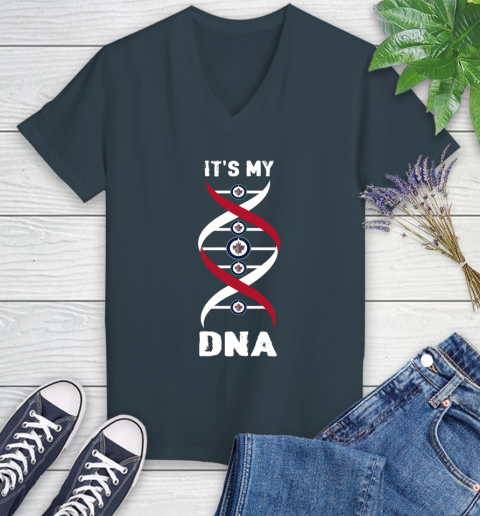 Winnipeg Jets NHL Hockey It's My DNA Sports Women's V-Neck T-Shirt 8