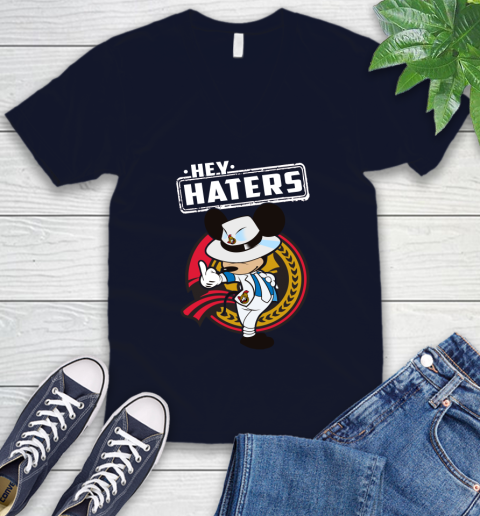 NHL Hey Haters Mickey Hockey Sports Ottawa Senators V-Neck T-Shirt 2