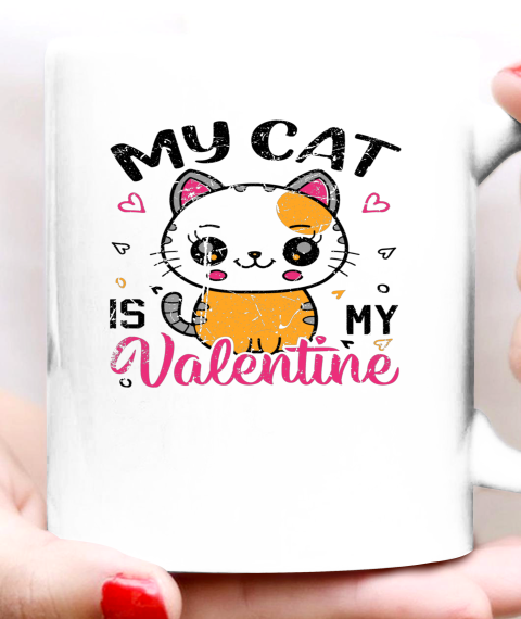 My Cat Is My Valentine Vintage Women Men Valentines Day Ceramic Mug 11oz 5