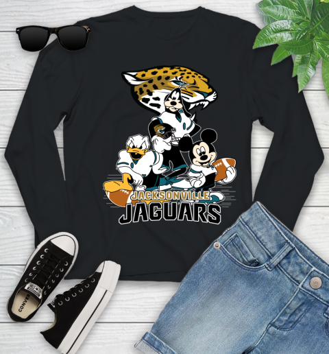 NFL Jacksonville Jaguars Mickey Mouse Donald Duck Goofy Football Shirt Youth Long Sleeve