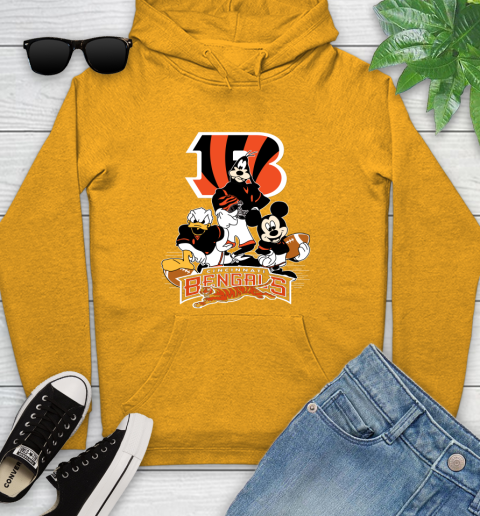 NFL Cincinnati Bengals Mickey Mouse Donald Duck Goofy Football Shirt Youth Hoodie 2