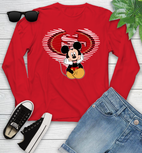 NFL San Francisco 49ers The Heart Mickey Mouse Disney Football T Shirt_000 Youth Long Sleeve 11
