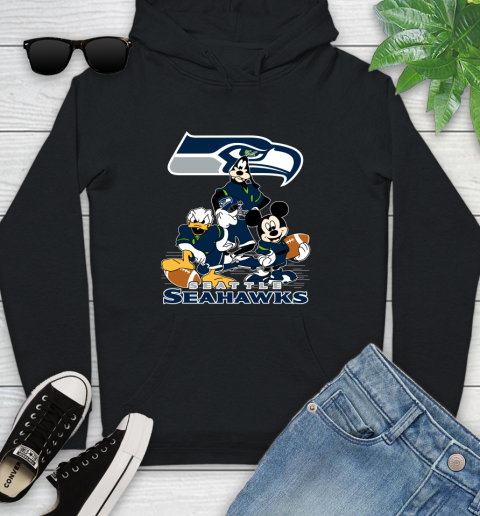 NFL Seattle Seahawks Mickey Mouse Donald Duck Goofy Football Shirt Youth Hoodie