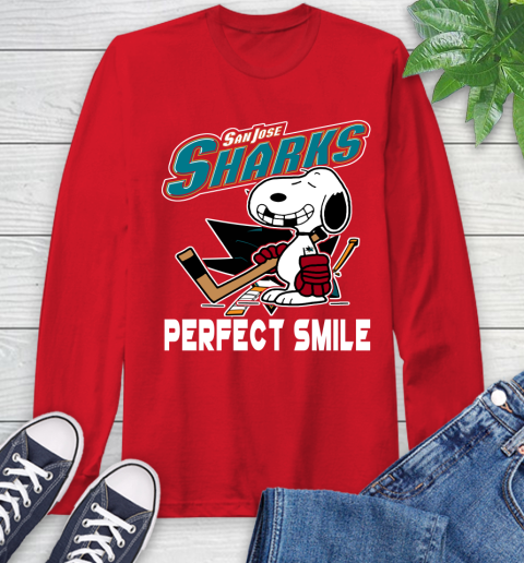 NHL San Jose Sharks Snoopy Perfect Smile The Peanuts Movie Hockey T Shirt Long Sleeve T-Shirt 11