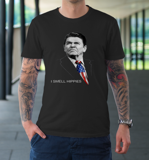 I Smell Hippies Ronald Reagan Conservative T-Shirt