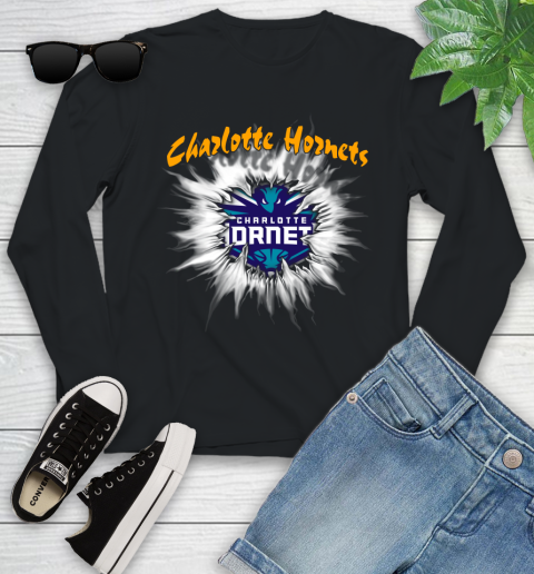 Charlotte Hornets NBA Basketball Rip Sports Youth Long Sleeve