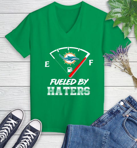 Miami Dolphins NFL Football Fueled By Haters Sports Women's V-Neck T-Shirt 5