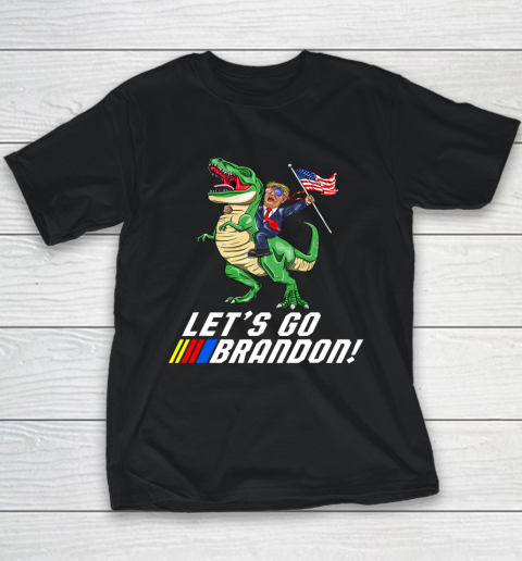 Let's go Brandon Trump on T Rex Dinosaur With American Flag Youth T-Shirt
