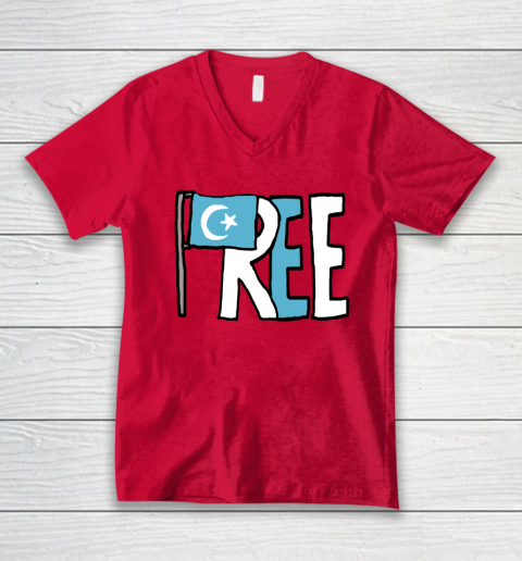 Free the Uyghurs Support Uighur V-Neck T-Shirt 3
