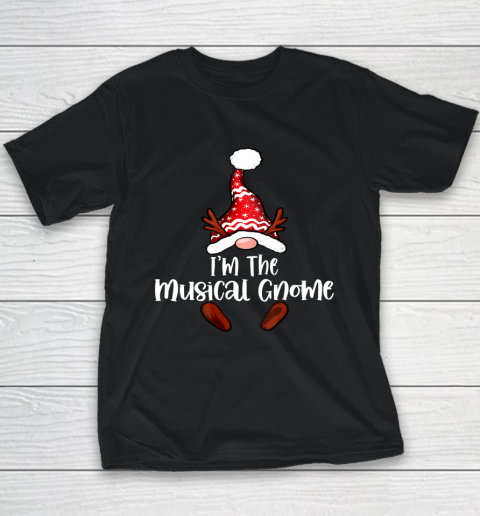 Musical Gnome Buffalo Plaid Matching Family Christmas Pajama Youth T-Shirt