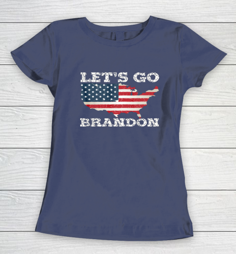 Let's Go Brandon Joe Biden Chant Impeach Biden USA Flag FJB Women's T-Shirt 8