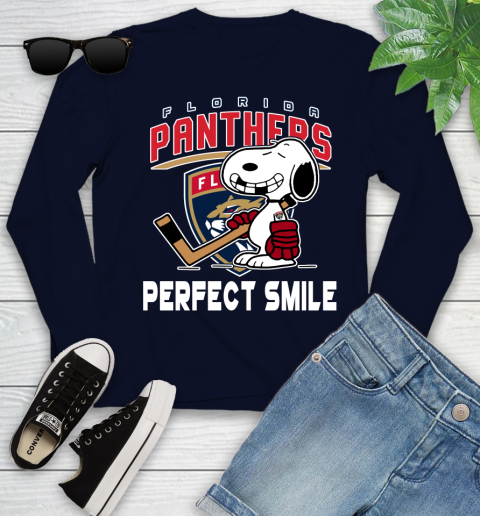 NHL Florida Panthers Snoopy Perfect Smile The Peanuts Movie Hockey T Shirt Youth Long Sleeve 2