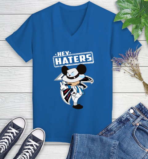 NFL Hey Haters Mickey Football Sports Atlanta Falcons Women's V-Neck T-Shirt 10