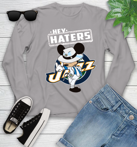 NBA Hey Haters Mickey Basketball Sports Utah Jazz Youth Long Sleeve 5