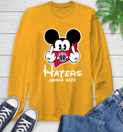 NBA Washington Wizards Haters Gonna Hate Mickey Mouse Disney Basketball T Shirt Long Sleeve T-Shirt - Image 3