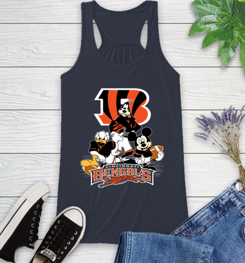 NFL Cincinnati Bengals Mickey Mouse Donald Duck Goofy Football Shirt Racerback Tank 10