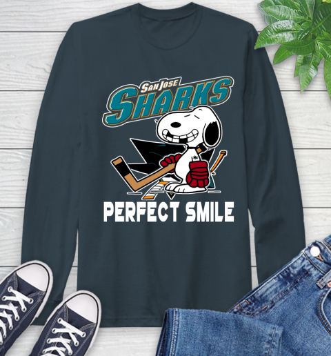 NHL San Jose Sharks Snoopy Perfect Smile The Peanuts Movie Hockey T Shirt Long Sleeve T-Shirt 9