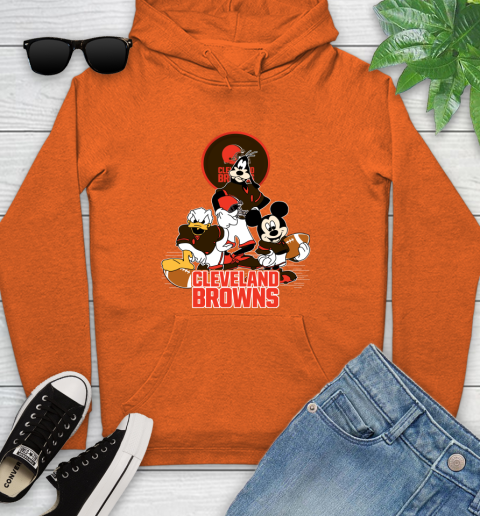 NFL Cleveland Browns Mickey Mouse Donald Duck Goofy Football Shirt Youth Hoodie 4