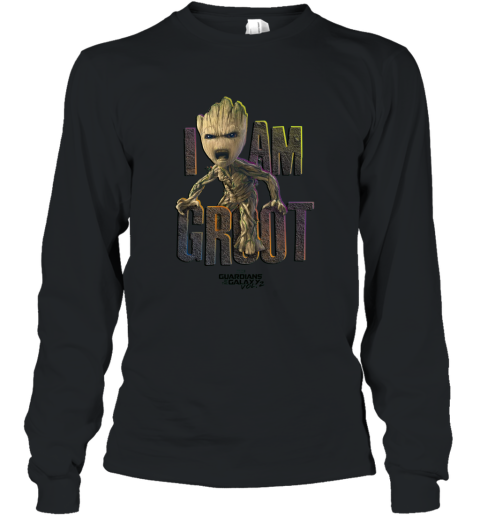 Marvel Guardians Vol2 I AM GROOT Cute Angry Graphic T Shirt Long Sleeve