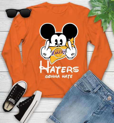 NBA Los Angeles Lakers Haters Gonna Hate Mickey Mouse Disney Basketball T  Shirt Youth Long Sleeve