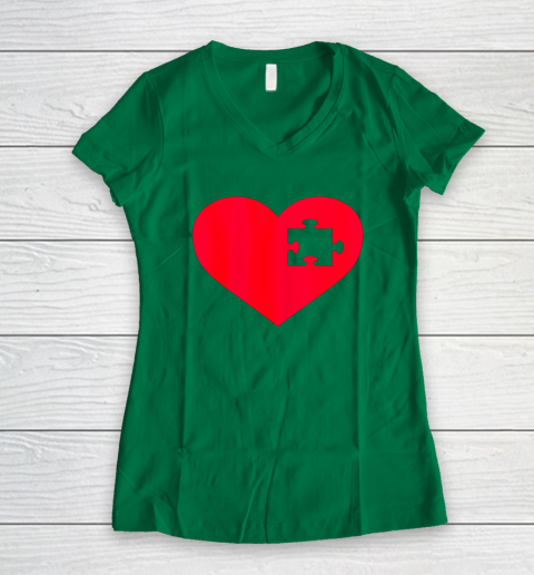 Family Valentine Insert Heart Gift Women's V-Neck T-Shirt 3
