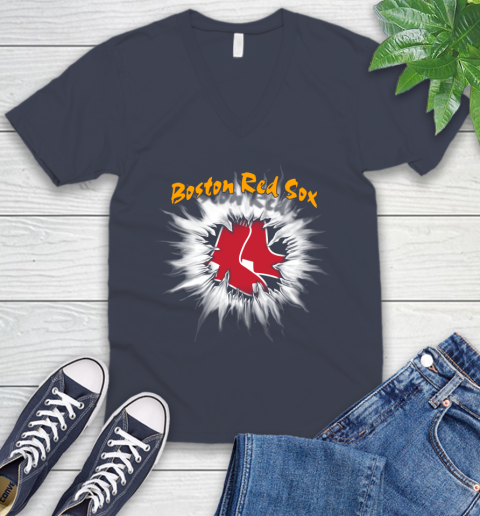 Boston Red Sox MLB Baseball Adoring Fan Rip Sports V-Neck T-Shirt 8